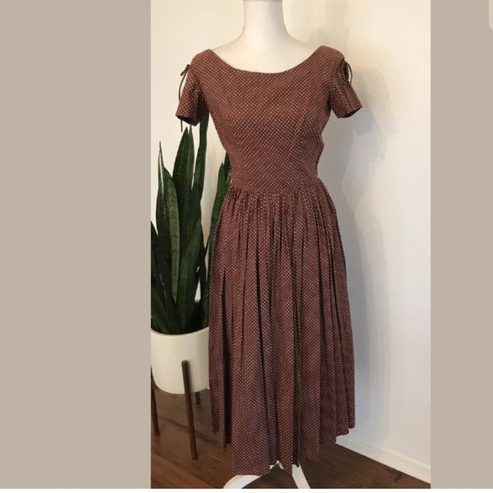 Vtg 50’s Anne Fogarty Polka Dot A- Line Dress for Saks 5th Avenue